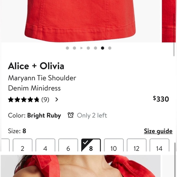 Alice + Olivia Maryann Denim Tie Shoulder Mini Dress Size 10 - Picture 9 of 9